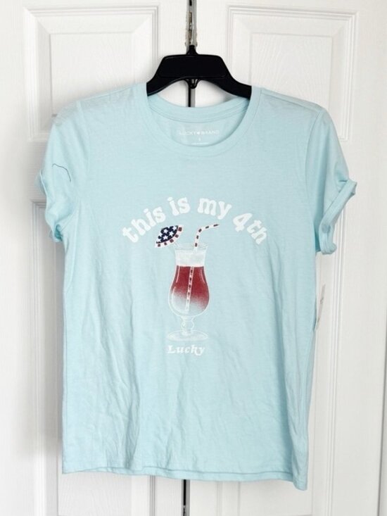 Tops - Blue short-sleeved shirt